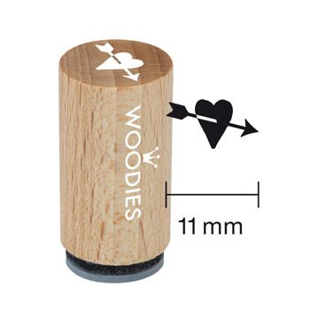 Woodies Mini Holzstempel, Ø 15 mm, Herz mit Pfeil